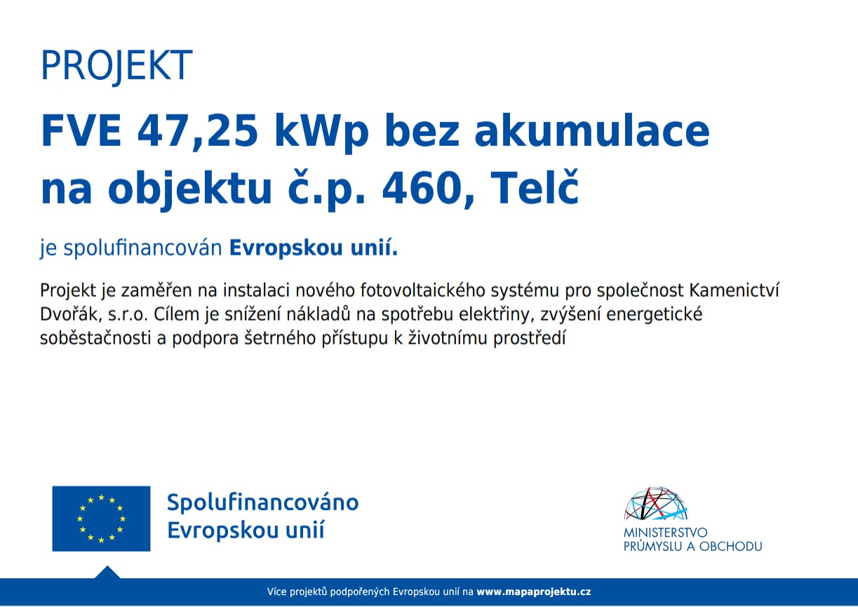 FVE za podpory EU v kamenictví Dvořák Telč